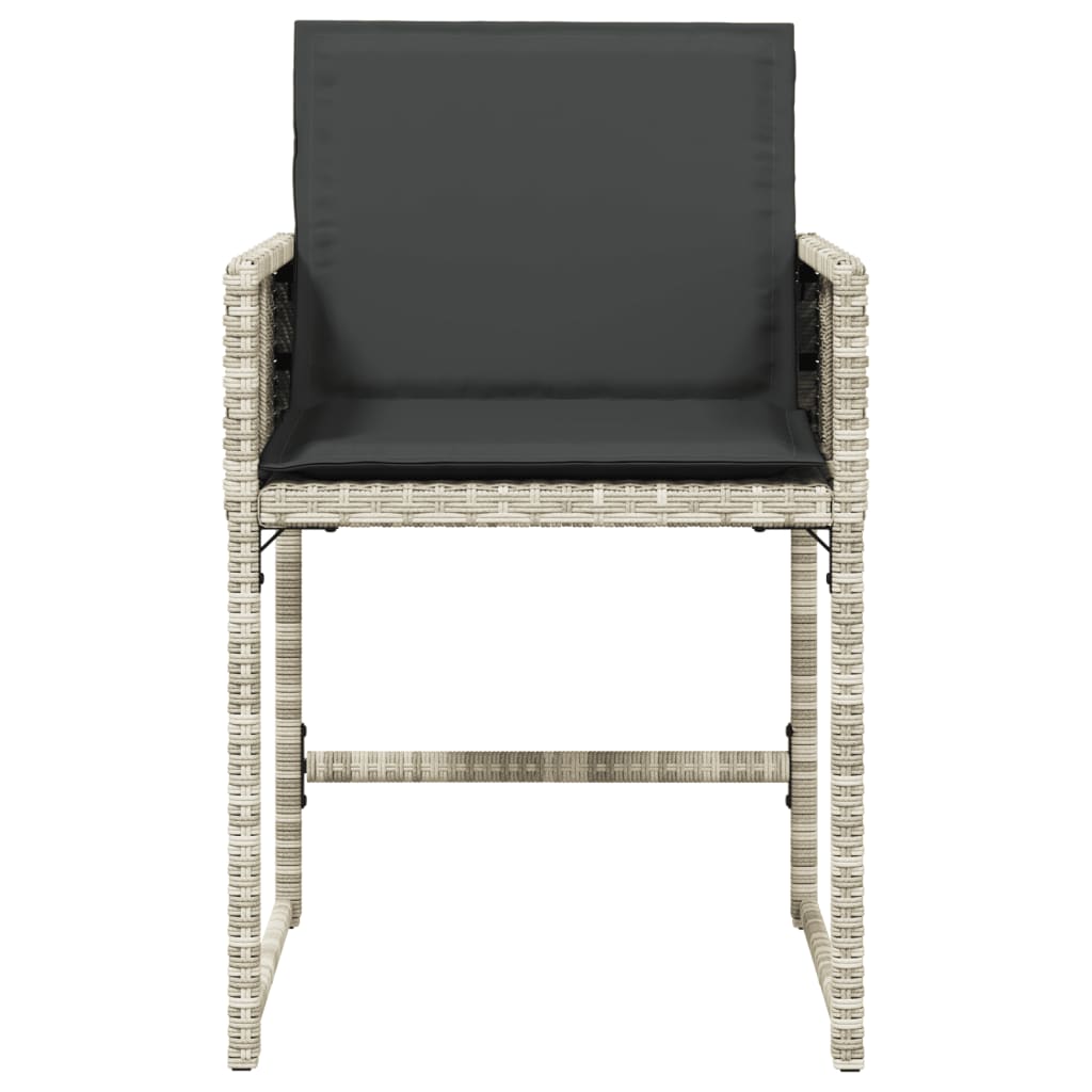 Sedie da Giardino con Cuscini 4 pz Grigio Chiaro in Polyrattan - homemem39