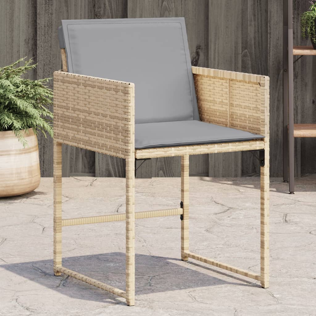 Sedie da Giardino con Cuscini 4 pz Beige Misto in Polyrattan - homemem39