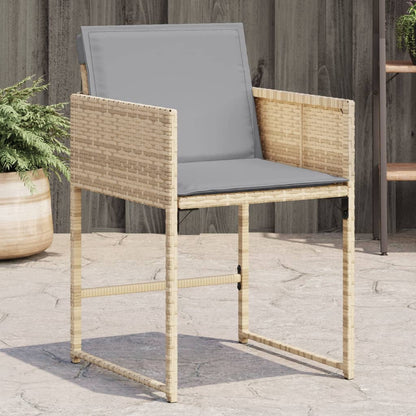 Sedie da Giardino con Cuscini 4 pz Beige Misto in Polyrattan - homemem39
