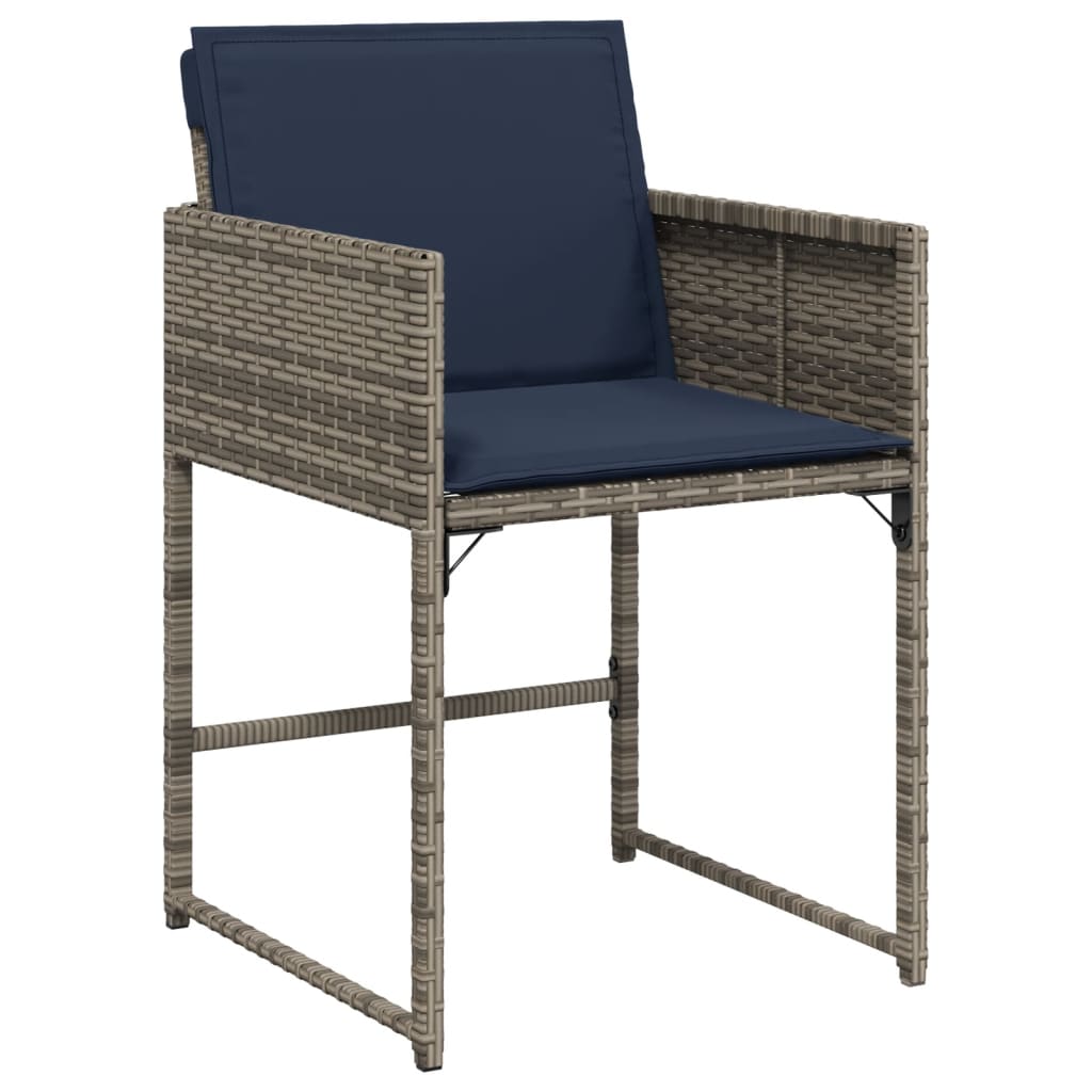 Sedie da Giardino con Cuscini 4pz Grigio in Polyrattan - homemem39