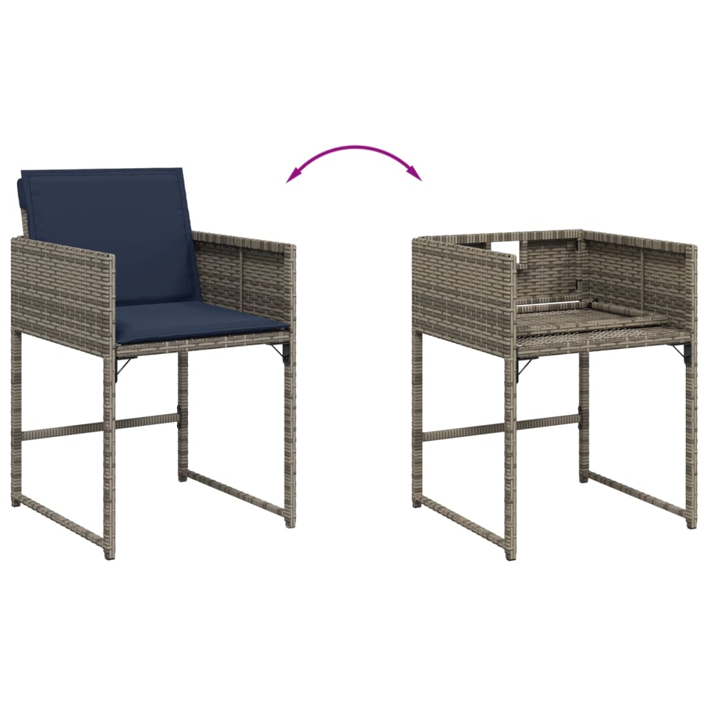 Sedie da Giardino con Cuscini 4pz Grigio in Polyrattan - homemem39