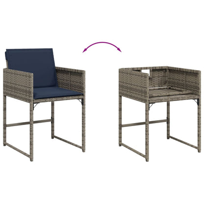 Sedie da Giardino con Cuscini 4pz Grigio in Polyrattan - homemem39