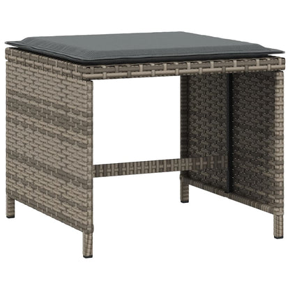 Sgabelli Giardino con Cuscini 4 pz Grigi 40x40x35 cm Polyrattan