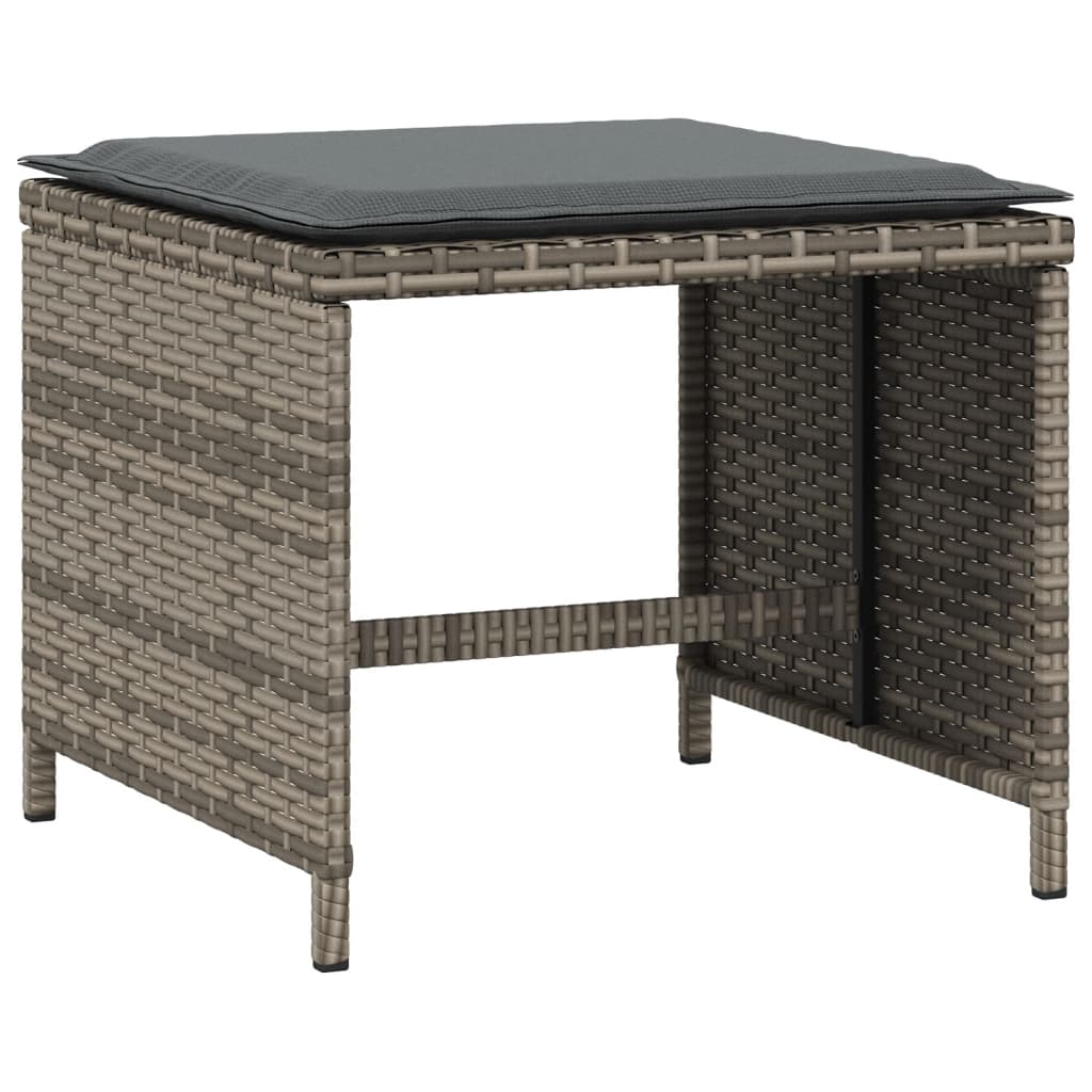 Sgabelli Giardino con Cuscini 4 pz Grigi 40x40x35 cm Polyrattan - homemem39