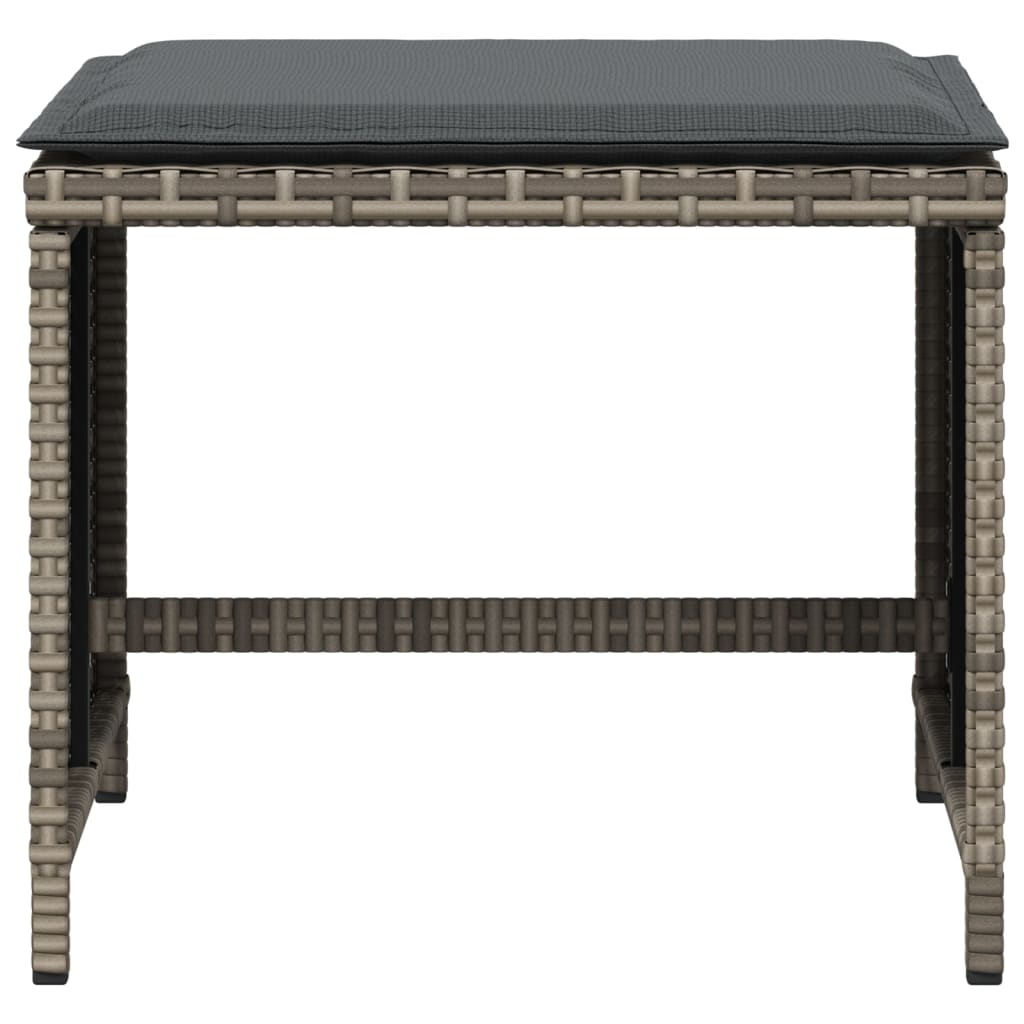 Sgabelli Giardino con Cuscini 4 pz Grigi 40x40x35 cm Polyrattan