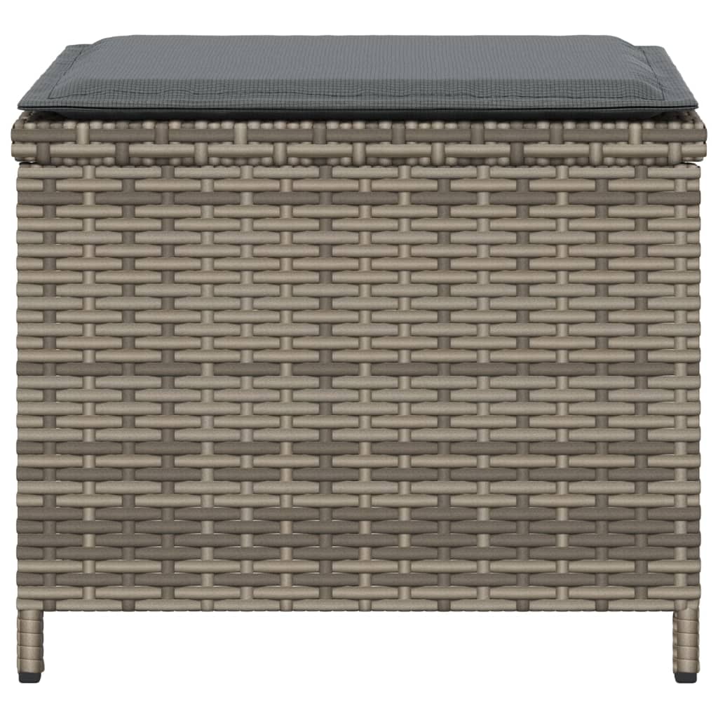 Sgabelli Giardino con Cuscini 4 pz Grigi 40x40x35 cm Polyrattan