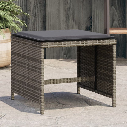 Sgabelli Giardino con Cuscini 4 pz Grigi 40x40x35 cm Polyrattan - homemem39