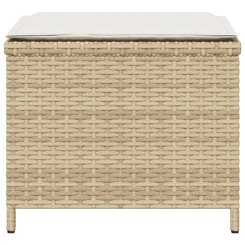 Sgabelli Giardino con Cuscini 4pz Beige 40x40x35 cm Polyrattan