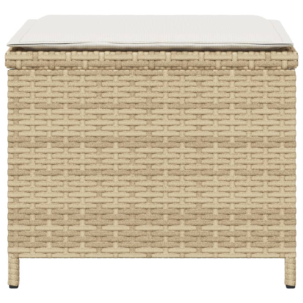 Sgabelli Giardino con Cuscini 4pz Beige 40x40x35 cm Polyrattan