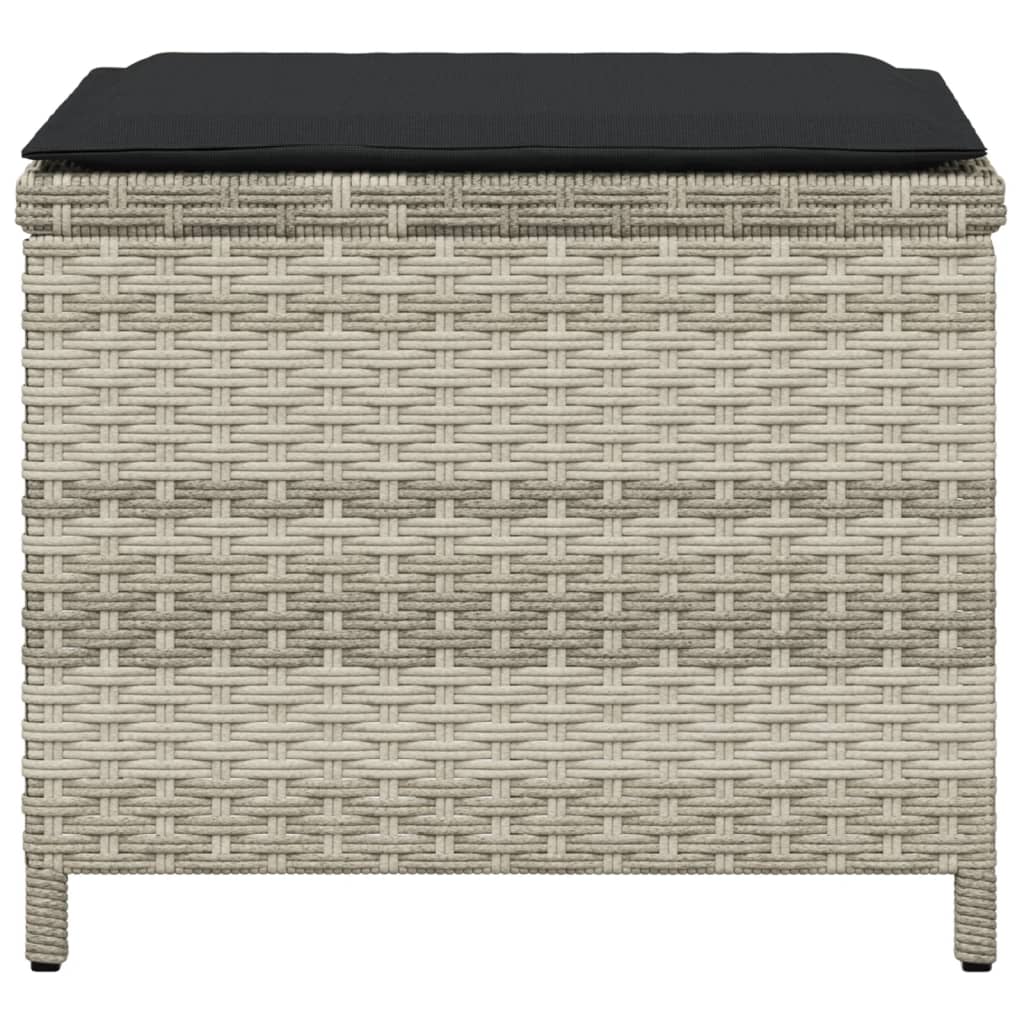 Sgabelli Giardino Cuscini 4pz Grigio Chiaro 40x40x35 Polyrattan