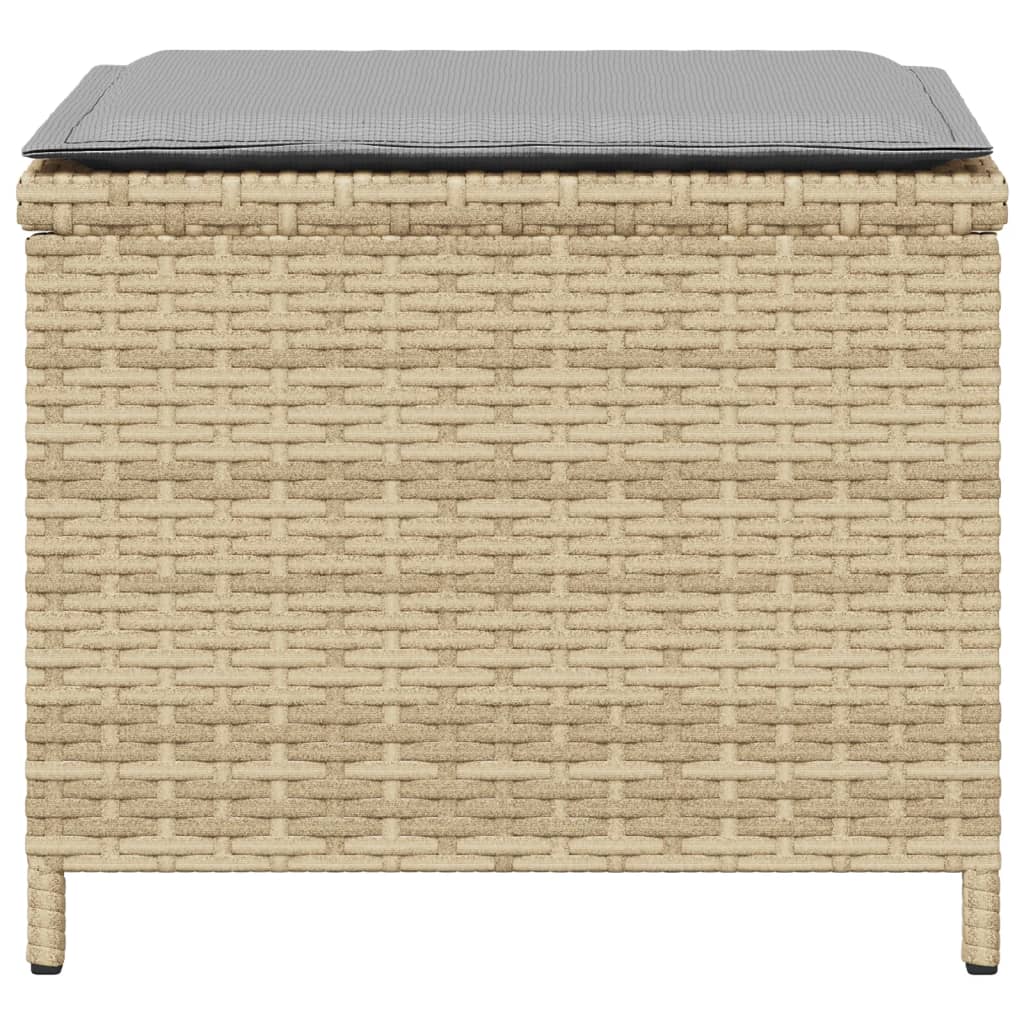 Sgabelli Giardino Cuscini 4pz Beige Misto 40x40x35cm Polyrattan