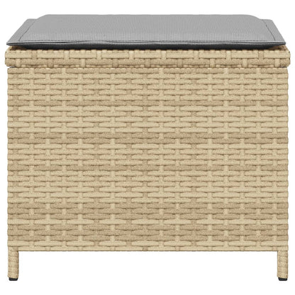 Sgabelli Giardino Cuscini 4pz Beige Misto 40x40x35cm Polyrattan