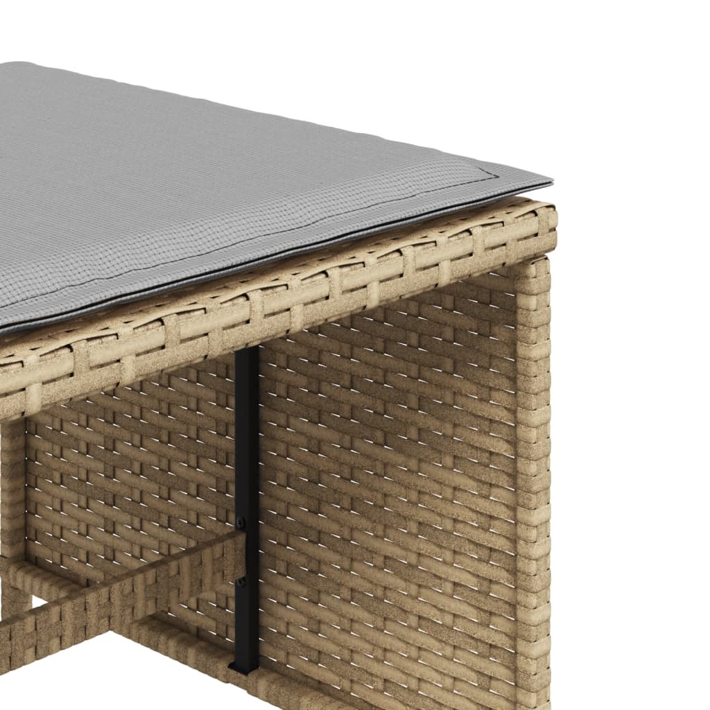 Sgabelli Giardino Cuscini 4pz Beige Misto 40x40x35cm Polyrattan