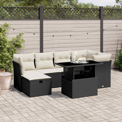 Set Divani da Giardino con Cuscini 7pz Nero Polyrattan - homemem39