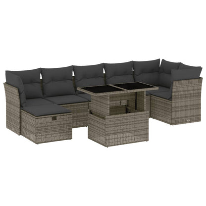 Set Divano da Giardino 8 pz con Cuscini Grigio in Polyrattan | homemem39