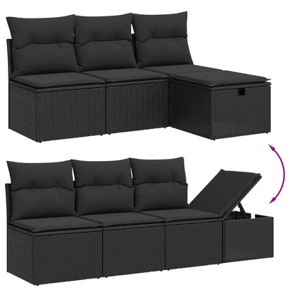 Set Divani da Giardino con Cuscini 8 pz Nero in Polyrattan | homemem39