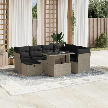 Set Divano da Giardino 8pz con Cuscini Grigio Chiaro Polyrattan - homemem39