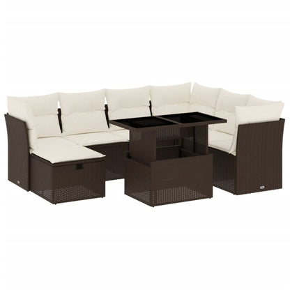 Set Divani da Giardino 8 pz con Cuscini Marrone in Polyrattan - homemem39