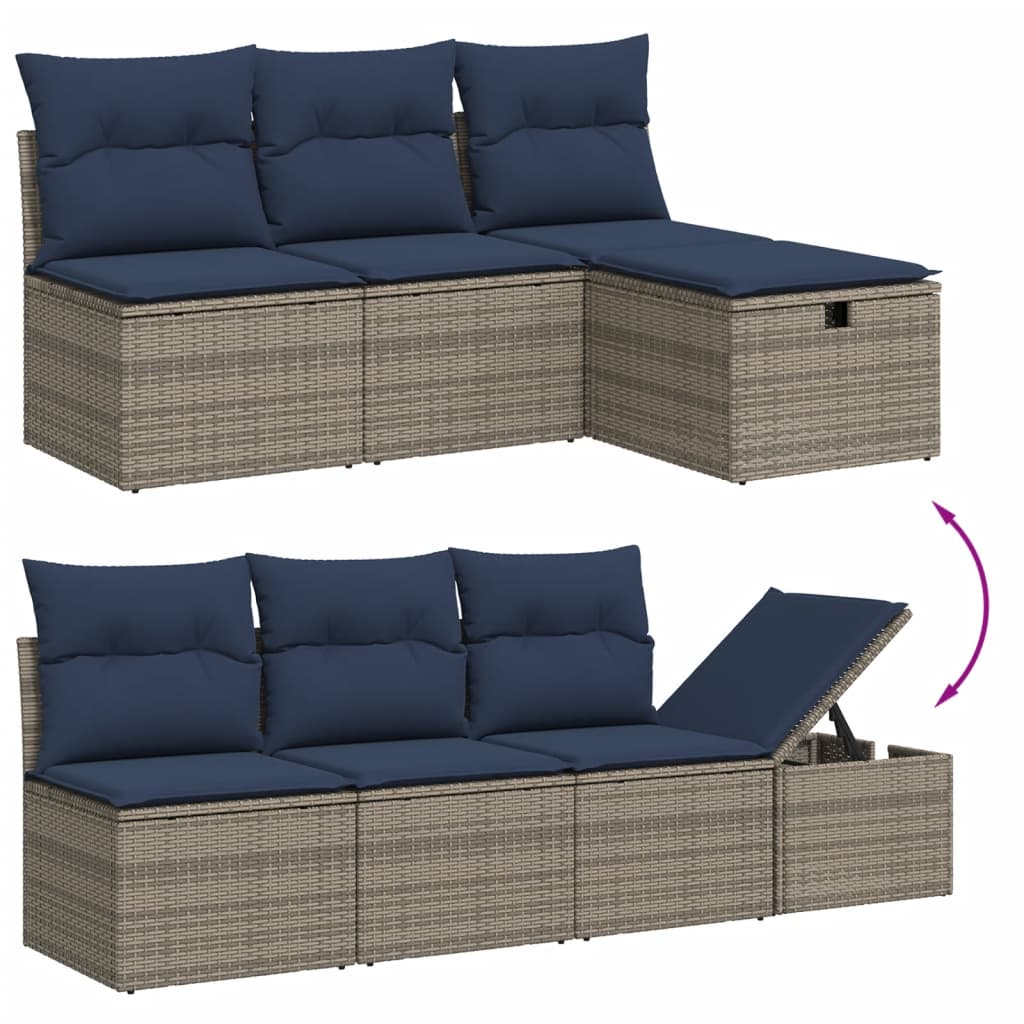 Set Divani da Giardino 9 pz con Cuscini Grigio in Polyrattan | homemem39