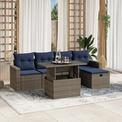 Set Divani da Giardino 6 pz con Cuscini Grigio in Polyrattan | homemem39