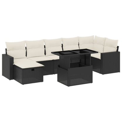 Set Divani da Giardino con Cuscini 8 pz Nero in Polyrattan - homemem39