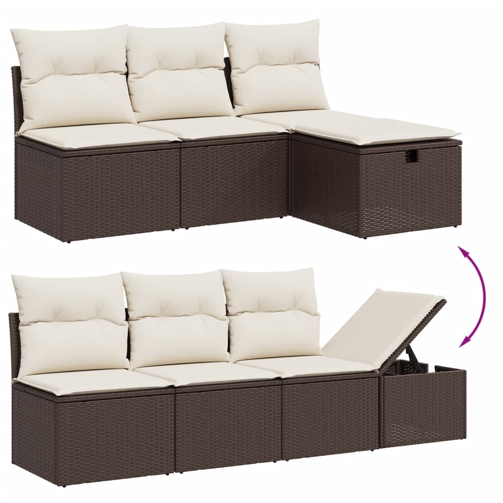 Set Divani da Giardino 8 pz con Cuscini Marrone in Polyrattan - homemem39