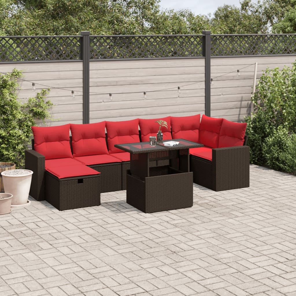 Set Divani da Giardino 8 pz con Cuscini in Polyrattan
