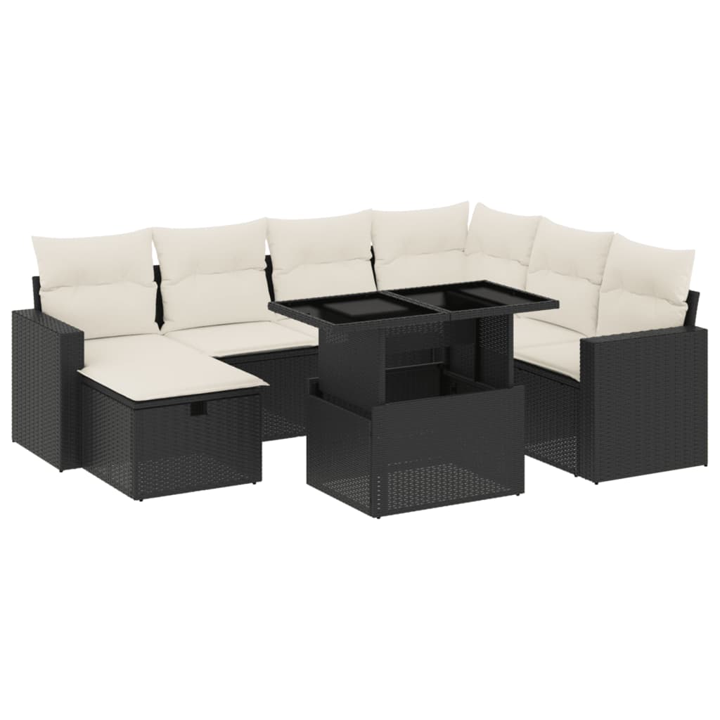 Set Divani da Giardino con Cuscini 8 pz Nero in Polyrattan - homemem39