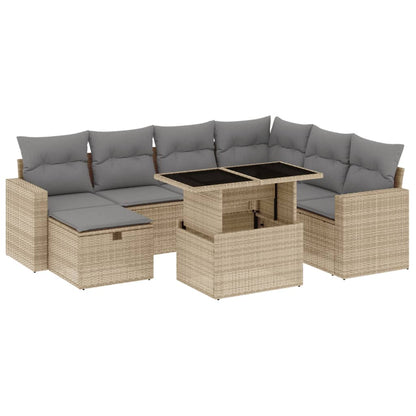 Set Divano da Giardino 8 pz con Cuscini Beige in Polyrattan - homemem39