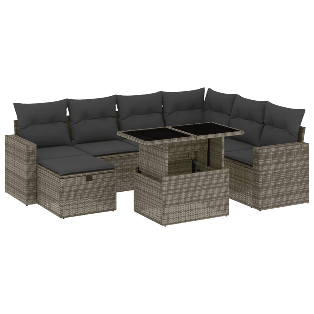 Set Divano da Giardino 8 pz con Cuscini Grigio in Polyrattan | homemem39