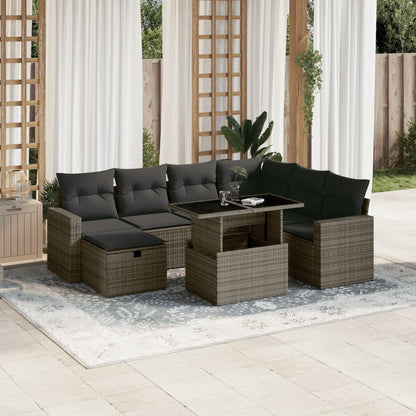 Set Divano da Giardino 8 pz con Cuscini Grigio in Polyrattan | homemem39