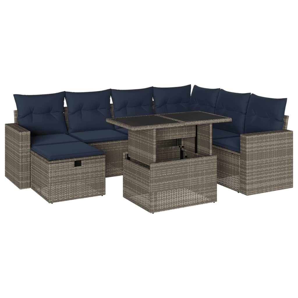 Set Divani da Giardino 8 pz con Cuscini Grigio in Polyrattan | homemem39