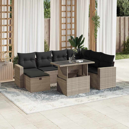 Set Divano da Giardino 8pz con Cuscini Grigio Chiaro Polyrattan - homemem39