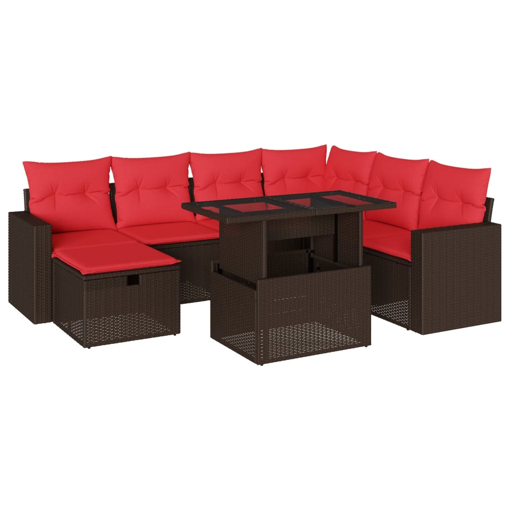Set Divani da Giardino 8 pz con Cuscini Marrone in Polyrattan | homemem39