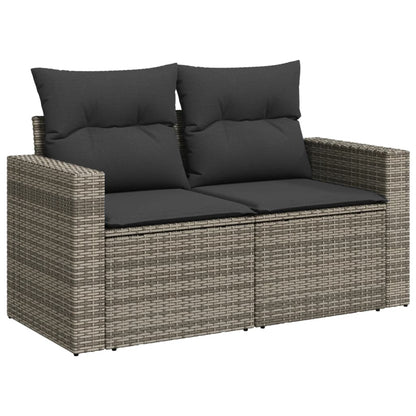 Set Divano da Giardino 9 pz con Cuscini Grigio in Polyrattan