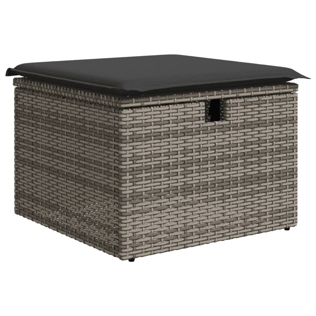 Set Divano da Giardino 9 pz con Cuscini Grigio in Polyrattan