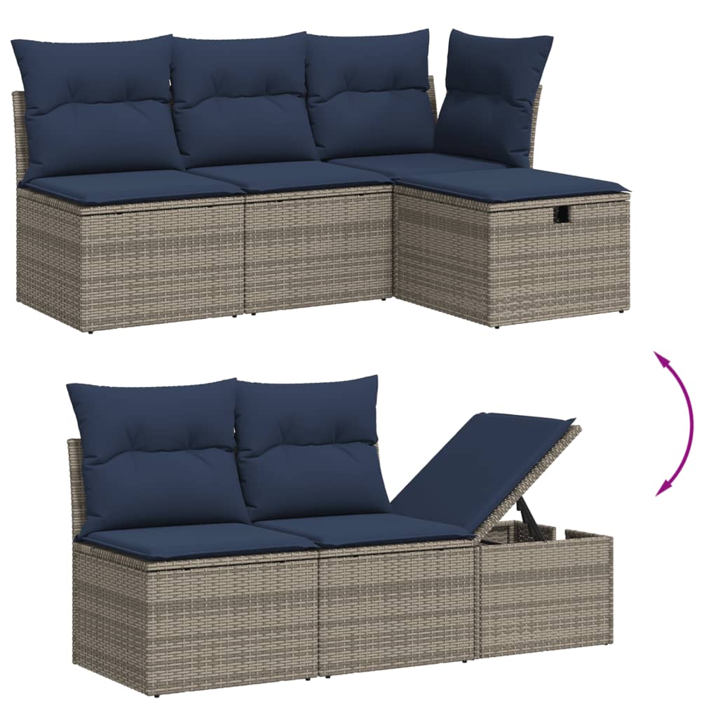 Set Divani da Giardino 6 pz con Cuscini Grigio in Polyrattan | homemem39