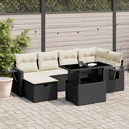 Set Divani da Giardino con Cuscini 7pz Nero Polyrattan - homemem39