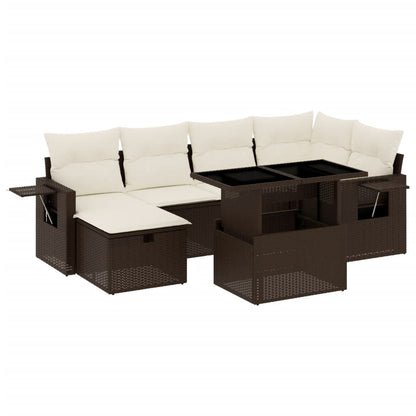 Set Divani da Giardino 7 pz con Cuscini Marrone in Polyrattan - homemem39