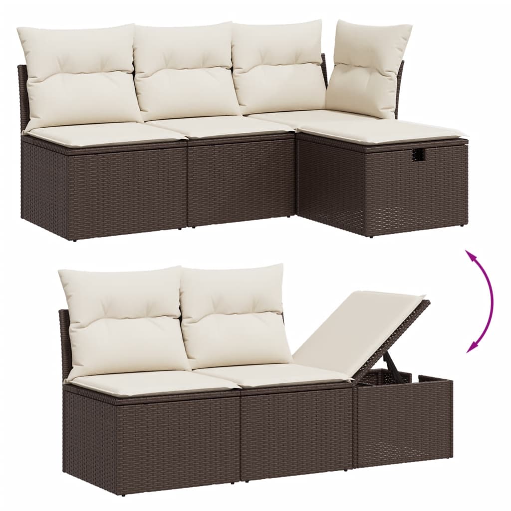 Set Divani da Giardino 7 pz con Cuscini Marrone in Polyrattan - homemem39