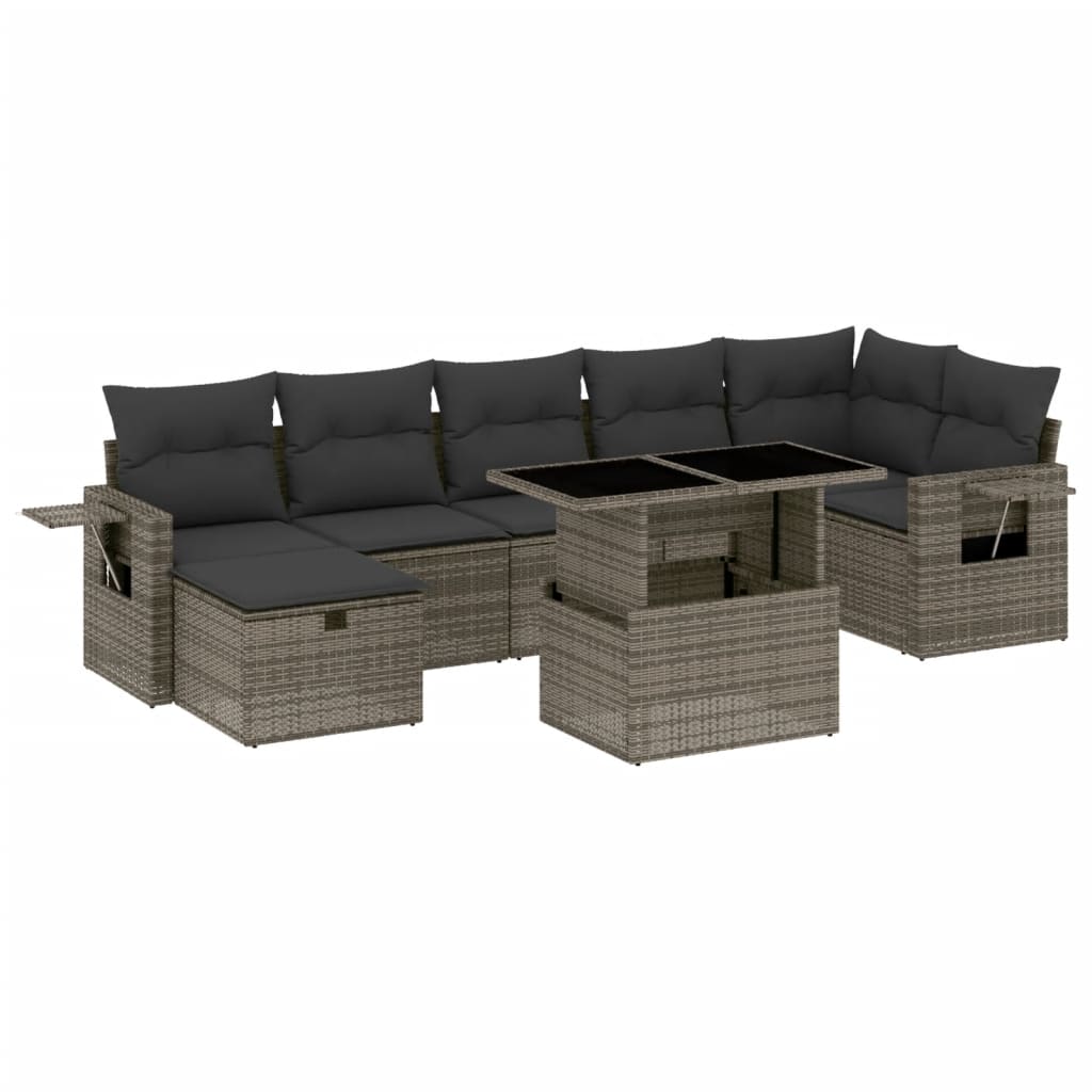Set Divano da Giardino 8 pz con Cuscini Grigio in Polyrattan | homemem39