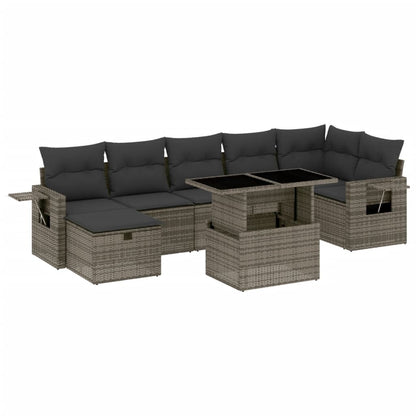 Set Divano da Giardino 8 pz con Cuscini Grigio in Polyrattan | homemem39