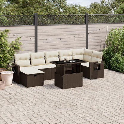 Set Divani da Giardino 8 pz con Cuscini Marrone in Polyrattan - homemem39