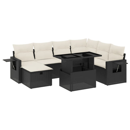 Set Divani da Giardino con Cuscini 8 pz Nero in Polyrattan - homemem39