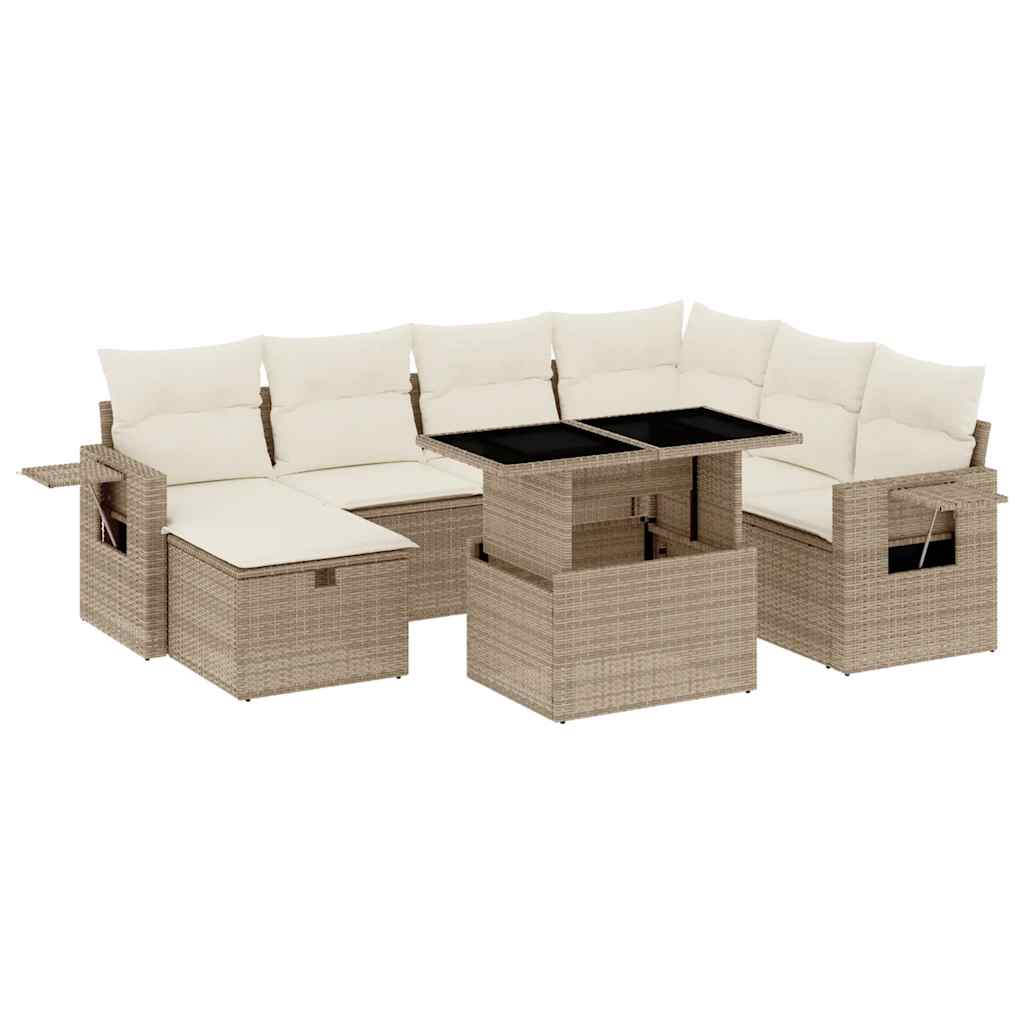 Set Divano da Giardino 8 pz con Cuscini Beige in Polyrattan | homemem39