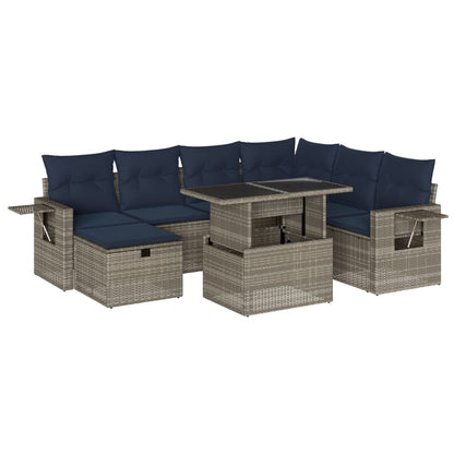 Set Divani da Giardino 8 pz con Cuscini Grigio in Polyrattan | homemem39
