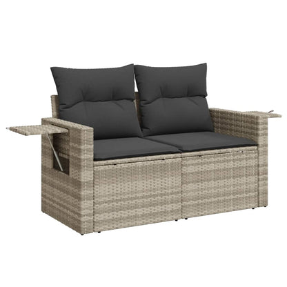 8-teiliges Gartensofa-Set mit hellgrauen Polyrattan-Kissen