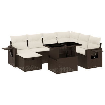 Set Divani da Giardino 8 pz con Cuscini Marrone in Polyrattan - homemem39