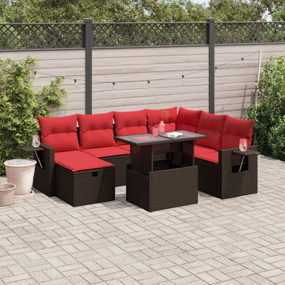 Set Divani da Giardino 8 pz con Cuscini Marrone in Polyrattan | homemem39