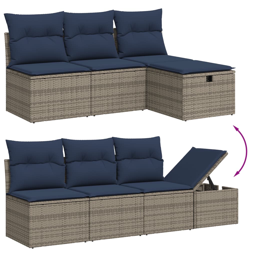 Set Divani da Giardino 9 pz con Cuscini Grigio in Polyrattan | homemem39